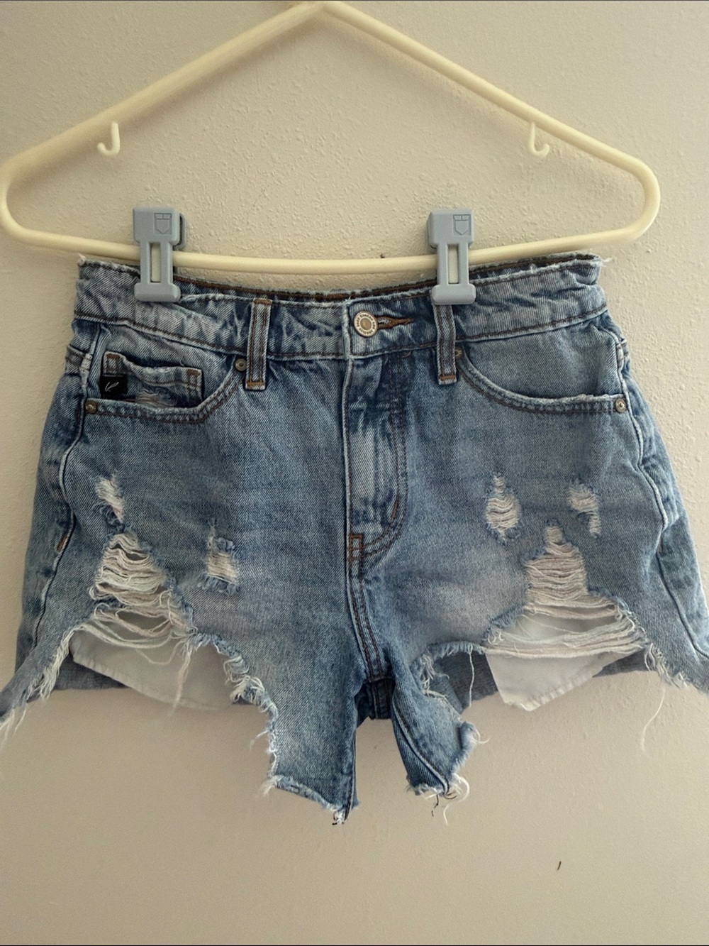 KanCan very Distressed High-Rise Denim Shorts